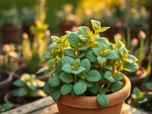 Świeże liście bazylii, orzeszki piniowe i miseczka domowego pesto w moździerzu na drewnianym stole.